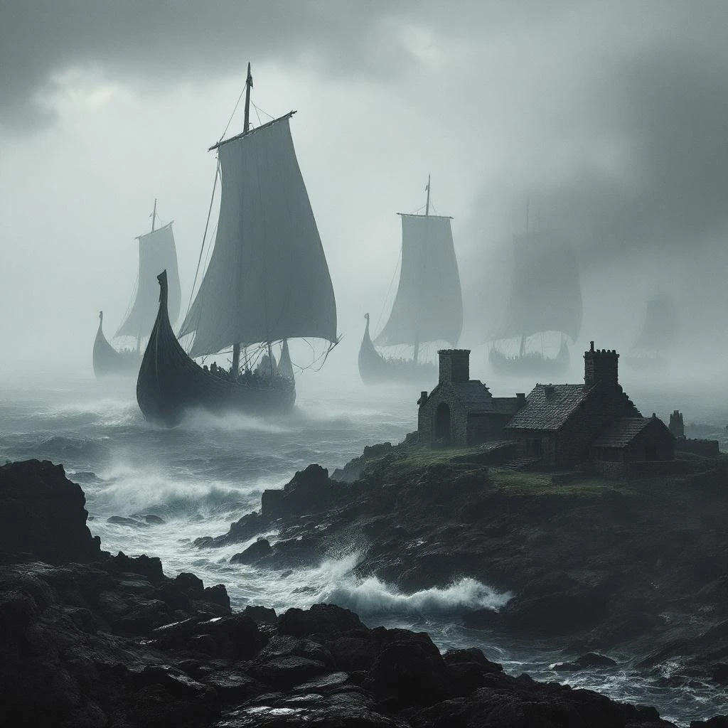 The Vikings Raid Lindisfarne